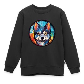 Alaskan Klee Kai chien race aquarelle Illustration - Sweat Premium enfant bio - noir - Devant - AI Model Kid Female (0cm)