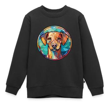 Cao De Castro Laboreiro Hunderasse Aquarellglas - Kinder Premium Organic Sweatshirt - Schwarz - Vorne - AI Model Kid Female (0cm)