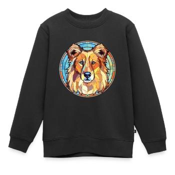 Karpaten-Schäferhund-Rasse buntes Aquarell - Kinder Premium Organic Sweatshirt - Schwarz - Vorne - AI Model Kid Female (0cm)