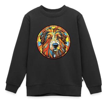 Katalanischer Schäferhund Hund Rasse Aquarell Illustration - Kinder Premium Organic Sweatshirt - Schwarz - Vorne - AI Model Kid Female (0cm)