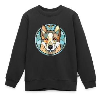 Sibérie orientale Laika chien race aquarelle colorée - Sweat Premium enfant bio - noir - Devant - AI Model Kid Female (0cm)