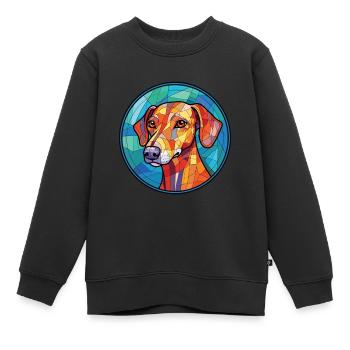 Sloughi Hunderasse bunte Aquarell-Illustration - Kinder Premium Organic Sweatshirt - Schwarz - Vorne - AI Model Kid Female (0cm)