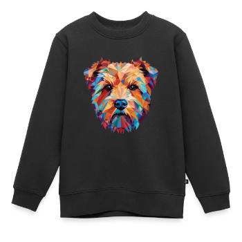Norfolk Terrier Hunderasse Aquarell Illustration - Kinder Premium Organic Sweatshirt - Schwarz - Vorne - AI Model Kid Female (0cm)