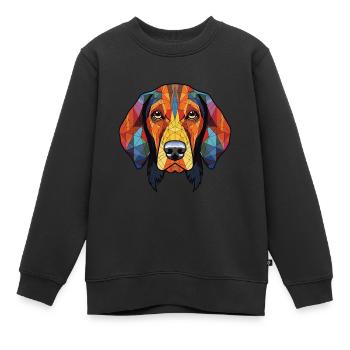 Serbischer dreifarbiger Jagdhund Hunderasse Aquarell - Kinder Premium Organic Sweatshirt - Schwarz - Vorne - AI Model Kid Female (0cm)