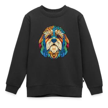 Tibetische Kyi Apso Hunderasse Aquarell Illustration - Kinder Premium Organic Sweatshirt - Schwarz - Vorne - AI Model Kid Female (0cm)