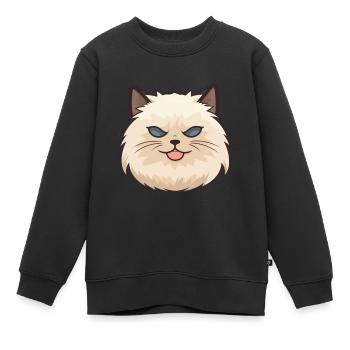 Illustration à l’aquarelle de dessin animé de chat de l’Himalaya - Sweat Premium enfant bio - noir - Devant - AI Model Kid Female (0cm)