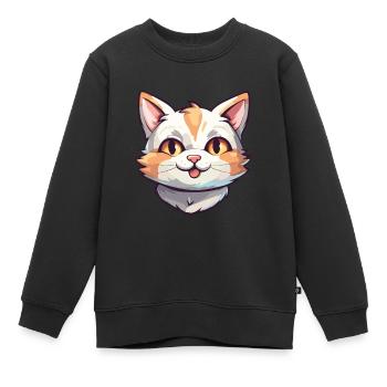 Hauskatze Cartoon Aquarell Illustration - Kinder Premium Organic Sweatshirt - Schwarz - Vorne - AI Model Kid Female (0cm)