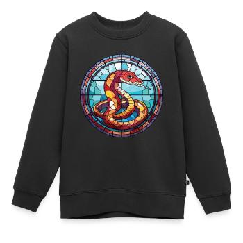 Kobra, farbenfrohe Aquarell-Tierhaustier-Illustration - Kinder Premium Organic Sweatshirt - Schwarz - Vorne - AI Model Kid Female (0cm)