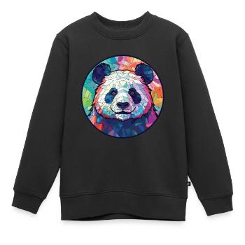 Panda Buntes Aquarell Tier Haustier Illustration - Kinder Premium Organic Sweatshirt - Schwarz - Vorne - AI Model Kid Female (0cm)