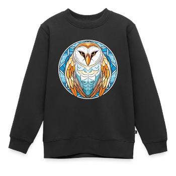 Bunte Aquarell-Tierillustration der Schleiereule - Kinder Premium Organic Sweatshirt - Schwarz - Vorne - AI Model Kid Female (0cm)