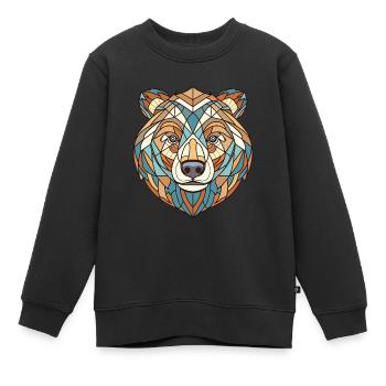 Ours brun de Sibérie Aquarelle colorée Animal - Sweat Premium enfant bio - noir - Devant - AI Model Kid Female (0cm)