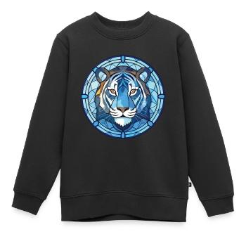 Bleu Aquatique Tigre Aquarelle Colorée Animal de compagnie - Sweat Premium enfant bio - noir - Devant - AI Model Kid Female (0cm)