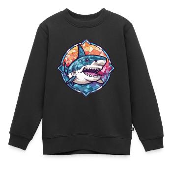 Hai buntes Aquarell Tier Haustier Illustration - Kinder Premium Organic Sweatshirt - Schwarz - Vorne - AI Model Kid Female (0cm)