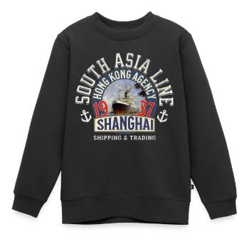 South Asia vintage line Shanghai - Sweat Premium enfant bio - noir - Devant - AI Model Kid Female (0cm)