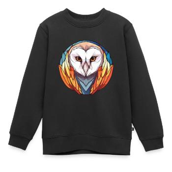 Schleiereule bunte Aquarell-Tier-Illustration - Kinder Premium Organic Sweatshirt - Schwarz - Vorne - AI Model Kid Female (0cm)