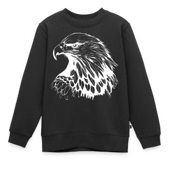 Hand gezeichnete Skizze eines Adlers - Kinder Premium Organic Sweatshirt - Schwarz - Vorne - AI Model Kid Female (0cm)