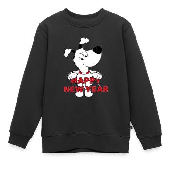 HUND - NEUJAHR - SILVESTER - HAPPY NEW YEAR - Kinder Premium Organic Sweatshirt - Schwarz - Vorne - AI Model Kid Female (0cm)