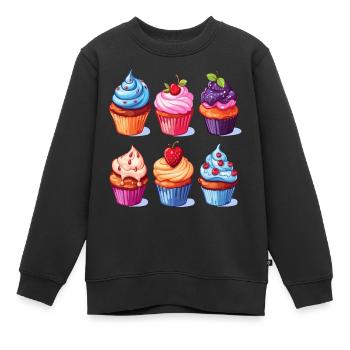 Cupcakes Cupcake Süßigkeiten Backwaren - Kinder Premium Organic Sweatshirt - Schwarz - Vorne - AI Model Kid Female (0cm)