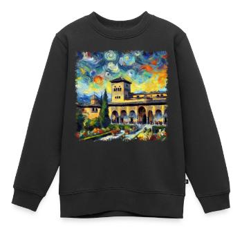 L’emblématique palais de l’Alhambra dans le style Van Gogh - Sweat Premium enfant bio - noir - Devant - AI Model Kid Female (0cm)