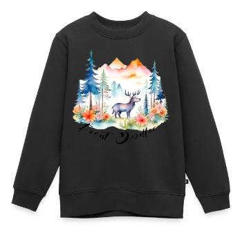 Niedlicher Wald Elch - Kinder Premium Organic Sweatshirt - Schwarz - Vorne - AI Model Kid Female (0cm)