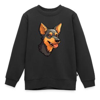 Lancashire Heeler Hunderasse Cartoon Kawaii Illustration - Kinder Premium Organic Sweatshirt - Schwarz - Vorne - AI Model Kid Female (0cm)