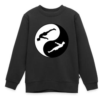 Planche de gymnastique suédoise yin et yang et levier avant - Sweat Premium enfant bio - noir - Devant - AI Model Kid Female (0cm)