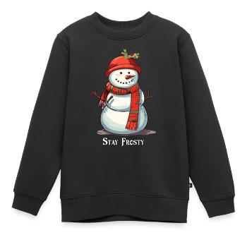 Lustiger Schneemann Stay Frosty - Kinder Premium Organic Sweatshirt - Schwarz - Vorne - AI Model Kid Female (0cm)