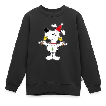 HUND - WEIHNACHTEN - GLOCKEN - TIER - TIERISCH - Kinder Premium Organic Sweatshirt - Schwarz - Vorne - AI Model Kid Female (0cm)