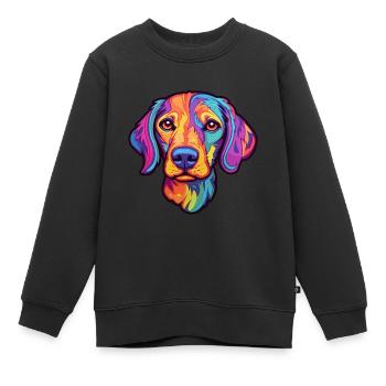 Braque Auvergne Chien Race Cartoon Kawaii Illustrat - Sweat Premium enfant bio - noir - Devant - AI Model Kid Female (0cm)