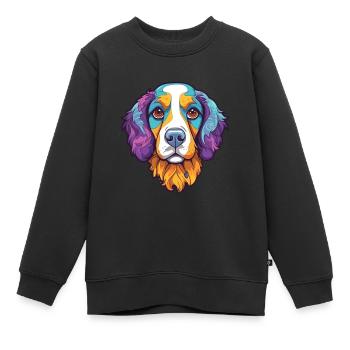 Cao De Castro Laboreiro Dog Breed Cartoon Kawaii I - Kids Premium Organic Sweatshirt - black - Front - AI Model Kid Female (0cm)