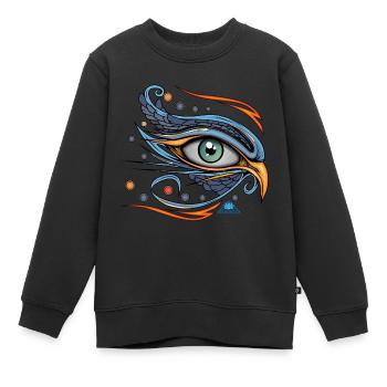Symbole de l’œil d’Horus - Sweat Premium enfant bio - noir - Devant - AI Model Kid Female (0cm)