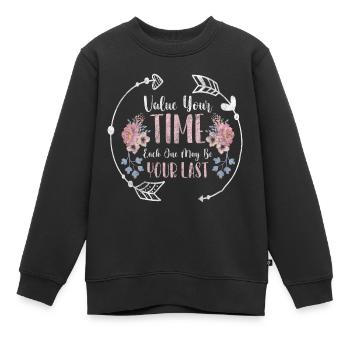 Zeit Lebenszeit Zeitlos - Kinder Premium Organic Sweatshirt - Schwarz - Vorne - AI Model Kid Female (0cm)