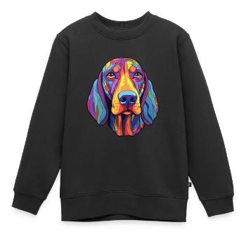Hannoveraner Hund Rasse Cartoon Kawaii Illustration - Kinder Premium Organic Sweatshirt - Schwarz - Vorne - AI Model Kid Female (0cm)
