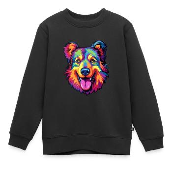 Karpaten-Schäferhund-Rasse-Cartoon Kawaii-Abb. - Kinder Premium Organic Sweatshirt - Schwarz - Vorne - AI Model Kid Female (0cm)
