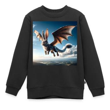 Fliegender Hase Drache #01 - Kinder Premium Organic Sweatshirt - Schwarz - Vorne - AI Model Kid Female (0cm)