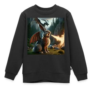 Feuerspeiender Hase Drache #21 - Kinder Premium Organic Sweatshirt - Schwarz - Vorne - AI Model Kid Female (0cm)