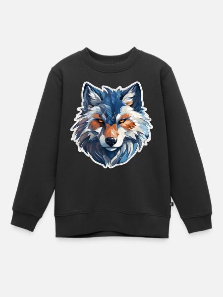 Wolf - Kinder Premium Organic Sweatshirt - Schwarz