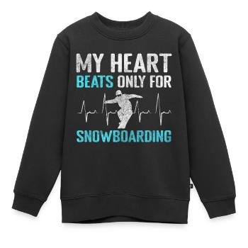 Snowboarder Schnee Berg Winterurlaub - Kinder Premium Organic Sweatshirt - Schwarz - Vorne - AI Model Kid Female (0cm)