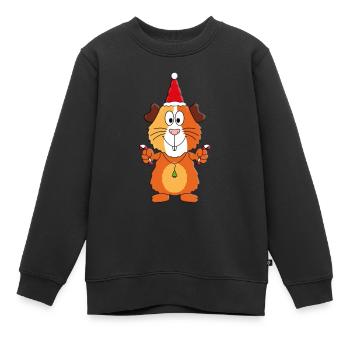 MEERSCHWEINCHEN - ZUCKERSTANGEN - WEIHNACHTEN - Kinder Premium Organic Sweatshirt - Schwarz - Vorne - AI Model Kid Female (0cm)