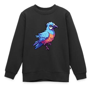 Geai bleu coloré aquarelle dessin animé Kawaii Animal - Sweat Premium enfant bio - noir - Devant - AI Model Kid Female (0cm)