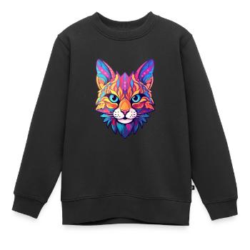 Rotluchs buntes Aquarell Karikatur Kawaii Tier - Kinder Premium Organic Sweatshirt - Schwarz - Vorne - AI Model Kid Female (0cm)