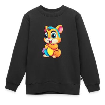 Chipmunk Aquarelle Colorée Dessin Animé Kawaii Animal - Sweat Premium enfant bio - noir - Devant - AI Model Kid Female (0cm)