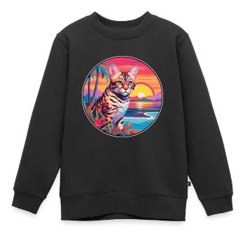 Rotluchs buntes Aquarell Karikatur Kawaii Tier - Kinder Premium Organic Sweatshirt - Schwarz - Vorne - AI Model Kid Female (0cm)