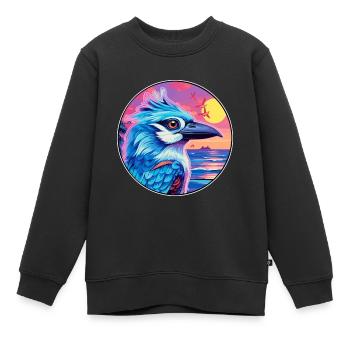Geai bleu coloré aquarelle dessin animé Kawaii Animal - Sweat Premium enfant bio - noir - Devant - AI Model Kid Female (0cm)