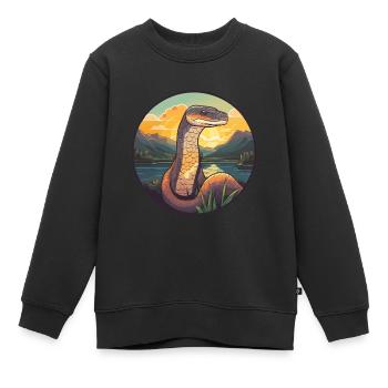Anakonda Buntes Aquarell Cartoon Kawaii Tier - Kinder Premium Organic Sweatshirt - Schwarz - Vorne - AI Model Kid Female (0cm)