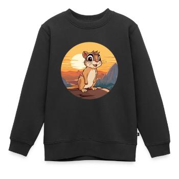 Chipmunk Aquarelle Colorée Dessin Animé Kawaii Animal - Sweat Premium enfant bio - noir - Devant - AI Model Kid Female (0cm)