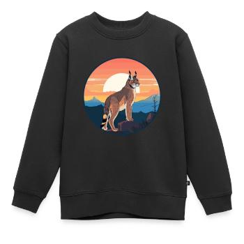 Luchs Buntes Aquarell Cartoon Kawaii Tier - Kinder Premium Organic Sweatshirt - Schwarz - Vorne - AI Model Kid Female (0cm)