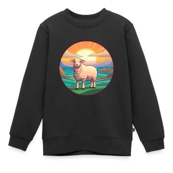 Schaf Buntes Aquarell Cartoon Kawaii Tier - Kinder Premium Organic Sweatshirt - Schwarz - Vorne - AI Model Kid Female (0cm)