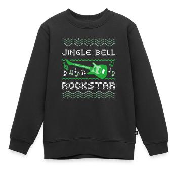 PULL DE NOËL MOCHE, JINGLE BELL ROCK-STAR - Sweat Premium enfant bio - noir - Devant - AI Model Kid Female (0cm)