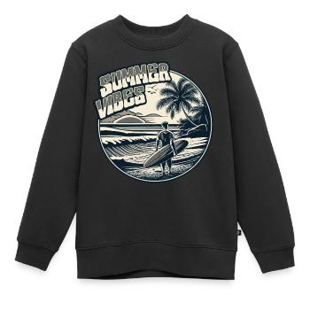 Retro Surfer Sommer Palmen Strand Sonne Urlaub - Kinder Premium Organic Sweatshirt - Schwarz - Vorne - AI Model Kid Female (0cm)